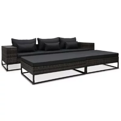 VIDAXL Salon de jardin 5 pcs avec coussins R&eacute;sine tress&eacute;e Gris  n/a