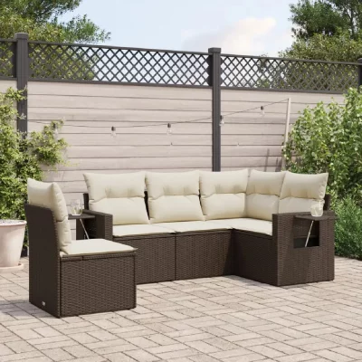 VIDAXL Salon de jardin 5 pcs - Marron
