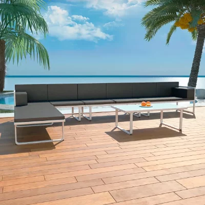 VIDAXL Salon de jardin 5 pcs Textil&egrave;ne Aluminium Noir  - Noir
