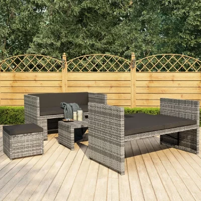 VIDAXL Salon de jardin 5 pi&egrave;ces avec coussins m&eacute;tal gris 130 x 70 x70 cm