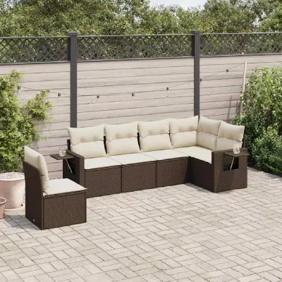 VIDAXL Salon de jardin 6 pcs marron r&eacute;sine tress&eacute;e