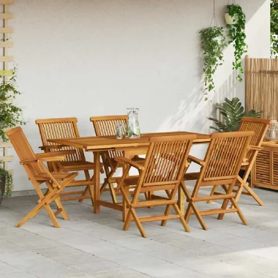VIDAXL Salon de jardin 7 pcs Bois de teck massif  n/a