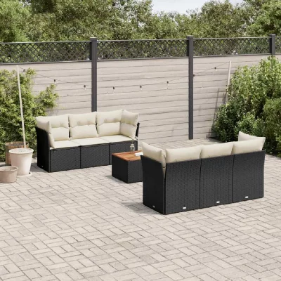 VIDAXL Salon de jardin 7 pcs - Noir r&eacute;sine tress&eacute;e