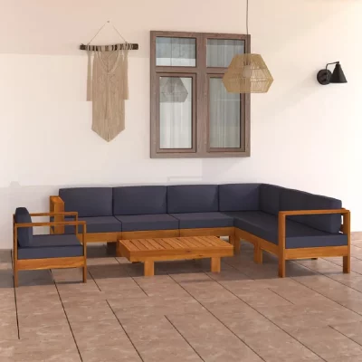 VIDAXL Salon de jardin 8 pcs avec coussins gris fonc&eacute; Bois d'acacia