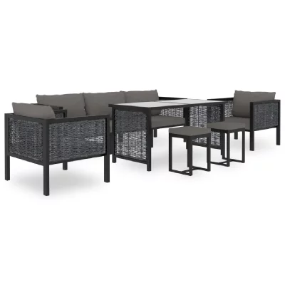 VIDAXL Salon de jardin 8 pcs avec coussins R&eacute;sine tress&eacute;e Anthracite