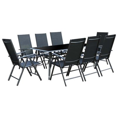CONCEPT USINE Salon de jardin 8 personnes noir en aluminium RIMINI - Gris