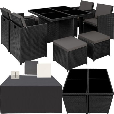 TECTAKE Salon de jardin 8 places avec 2 sets de housses