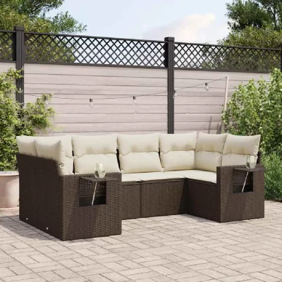 VIDAXL Salon de jardin avec coussins 6 pcs - Marron