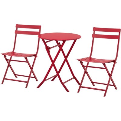 OUTSUNNY Salon de jardin bistro 2 places pliable m&eacute;tal thermolaqu&eacute;