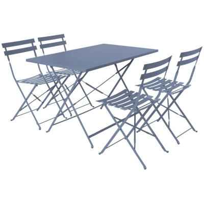 SWEEEK Salon de jardin bistrot 4 places Emilia - bleu gris&eacute;