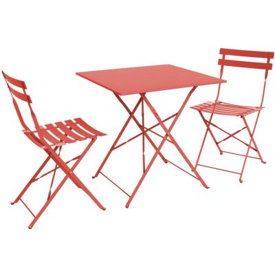 SWEEEK Salon De Jardin Bistrot Pliable - Emilia Carr&eacute; Terra Cotta - Table Carr&eacute;e 70x70 Cm Avec Deux Chaises