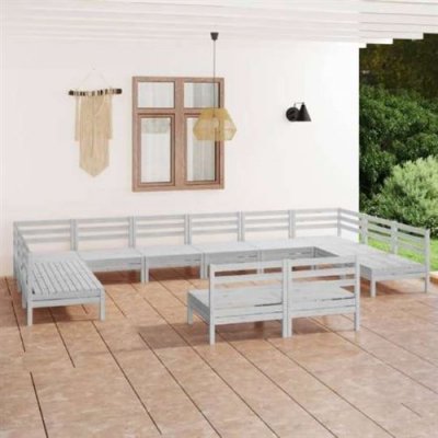  Salon de jardin bois massif blanc 12 pieces x 63.5 x 62.5 2 personnes