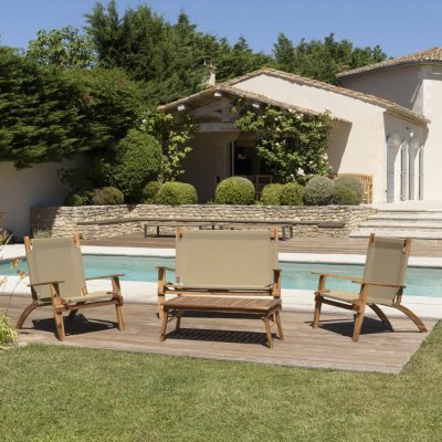 MACABANE Salon de jardin en acacia 4 personnes