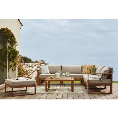 BOCARNEA Salon de jardin en bois d'Acacia fsc - 7 personnes - Levata - Gris