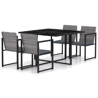 VIDAXL Salon de jardin en m&eacute;tal et r&eacute;sine - Gris - 109 x 109 x 72 cm
