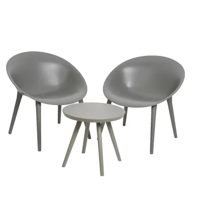 JARDIDECO Salon de jardin en plastique Marbella Anthracite  Anthracite