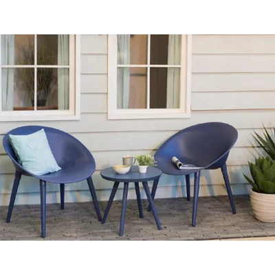 JARDIDECO Salon de jardin en plastique Marbella bleu  Bleu