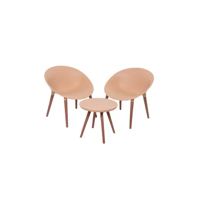 JARDIDECO Salon de jardin en plastique rose p&acirc;le Marbella - 