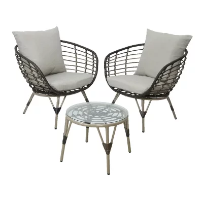 JARDIDECO Salon de jardin en r&eacute;sine tress&eacute;e brun Evora - 2 places 55 x 42 cm