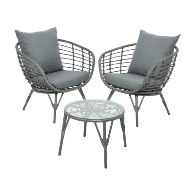 JARDIDECO Salon de jardin en r&eacute;sine tress&eacute;e gris Evora - 2 places 55 x 42 cm