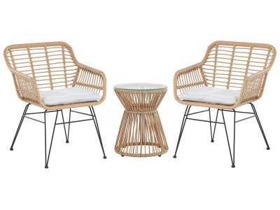 BELIANI Salon de jardin en rotin clair 2 places trestina 232430