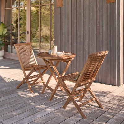 BERAH GETAH Salon de jardin en teck huil&eacute; massif 2/4 pers. - Marron