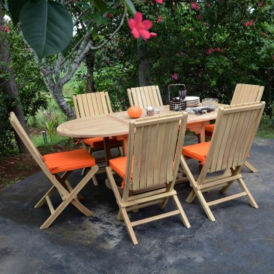 TECK ATTITUDE Salon de jardin en teck massif Sirocco, 6 places - Naturel