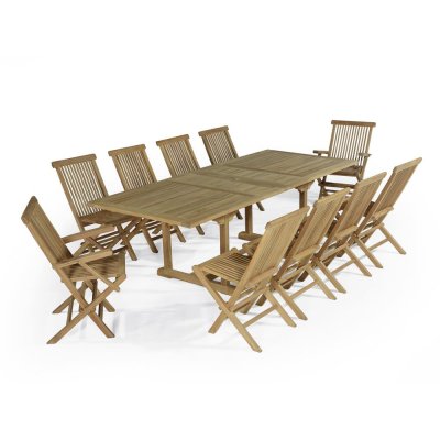 TECK ATTITUDE Salon de jardin en teck massif Vienne, 10 places - Naturel