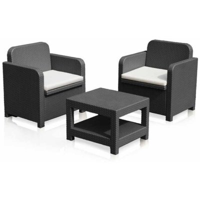 GRAND SOLEIL Salon de Jardin et Fauteuils ext&eacute;rieurs  Giglio Bar Poly-Rotin 2 Places Couleur: Noir