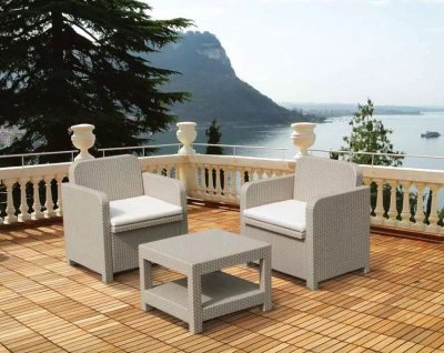 GRAND SOLEIL Salon de jardin et fauteuils ext&eacute;rieurs  giglio bar poly-rotin 2 places 