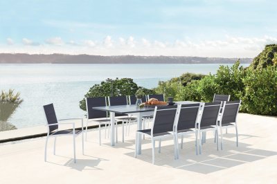 CONCEPT USINE Salon de jardin extensible en alu 10 personnes blanc arezzo - Blanc