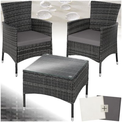 TECTAKE Salon de jardin LUCERNE 2 places avec 2 sets de housses - gris