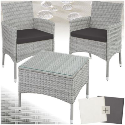 TECTAKE Salon de jardin LUCERNE 2 places avec 2 sets de housses - gris clair
