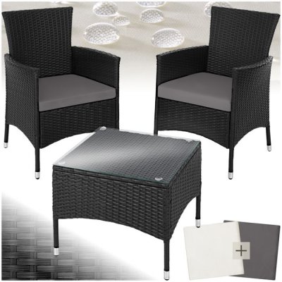 TECTAKE Salon de jardin LUCERNE 2 places avec 2 sets de housses - noir