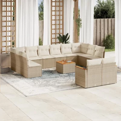 VIDAXL Salon de jardin modulable 12 personnes 13 pieces beige 62 x 62 x 69 cm rotin