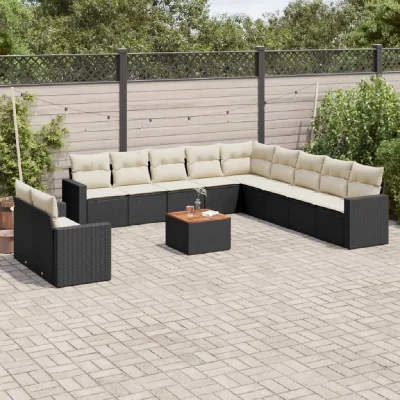 VIDAXL Salon de jardin modulable 12 pieces 11 personnes resine tressee 62 x 65.5 x 69 cm noir
