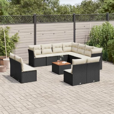 VIDAXL Salon de jardin modulable 12 pieces noir 11 personnes 62 x 62 x 69 cm resine tressee