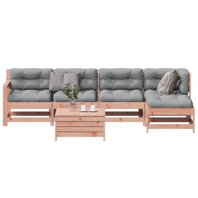 VIDAXL Salon de jardin modulable bois massif gris 6 pieces x 62 x 70.5