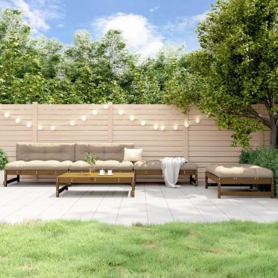 VIDAXL Salon de jardin modulable bois massif marron 5 pieces 120.0 x 84.0 x 30 5 personnes