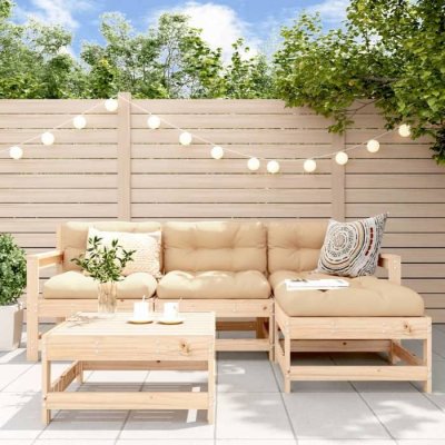 VIDAXL Salon de jardin modulable Bois massif marron 5 pieces x 66 x 70.5 4 personnes