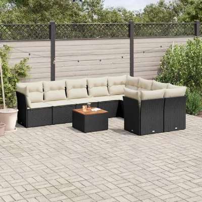 VIDAXL Salon de jardin modulable GENERIQUE 10 pieces noir resine tressee 62 x 62 x 69 cm
