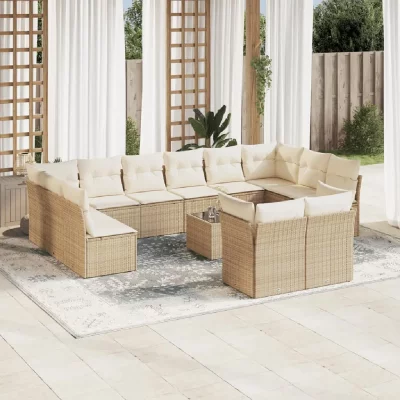 VIDAXL Salon de jardin modulable GENERIQUE 13 pieces resine tressee 55 x 62 x 69 cm 12 personnes