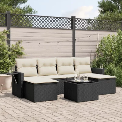VIDAXL Salon de jardin modulable GENERIQUE 6 personnes resine tressee 7 pieces 62 x 55 x 69 cm noir