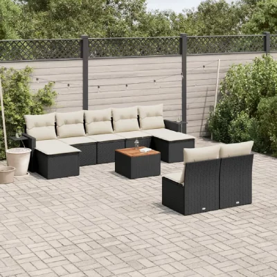 VIDAXL Salon de jardin modulable GENERIQUE noir resine tressee 10 pieces 62 x 55 x 69 cm 9 personnes