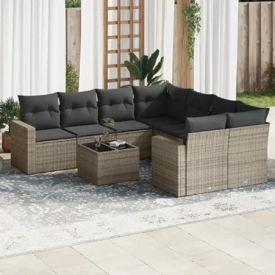 VIDAXL Salon de jardin modulable GENERIQUE resine tressee 8 personnes 65.5 x 62 x 37 cm 9 pieces