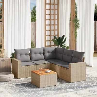 VIDAXL Salon de jardin modulable GENERIQUE resine tressee beige 6 pieces 62 x 65.5 x 69 cm 5 personnes