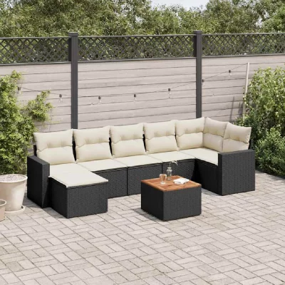 VIDAXL Salon de jardin modulable noir 2 personnes resine tressee 62 x 62 x 69 cm 8 pieces