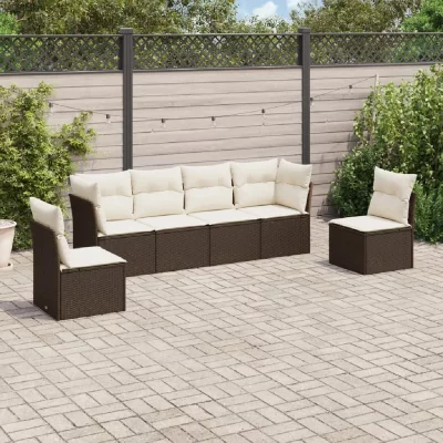 VIDAXL Salon de jardin modulable resine tressee 6 pieces marron 62 x 62 x 69 cm 6 personnes
