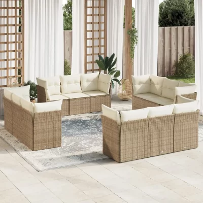 VIDAXL Salon de jardin modulable resine tressee beige 12 personnes 62 x 62 x 69 cm 12 pieces