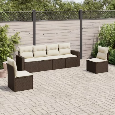 VIDAXL Salon de jardin modulable resine tressee marron 6 pieces 65.5 x 62 x 69.0 6 personnes